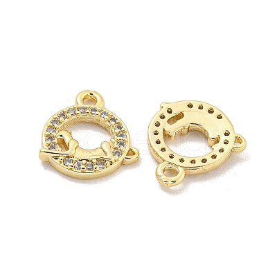 Brass Micro Pave Clear Cubic Zirconia Charms KK-Z044-20G-1