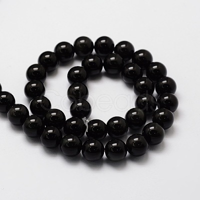 Natural Obsidian Round Beads Strands G-E329-4mm-37-01-1