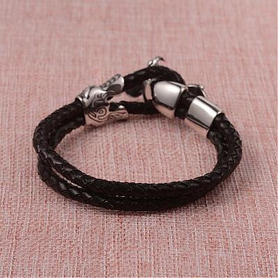 Braided Leather Cord Bracelets BJEW-L605-38-1