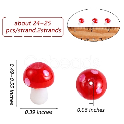 Mushroom Handmade Lampwork Beads Strands LAMP-SZ0001-25C-1