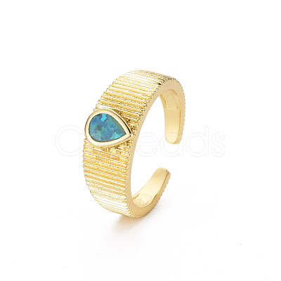 Teardrop Natural Opal Cuff Ring for Women RJEW-T016-33-NF-1