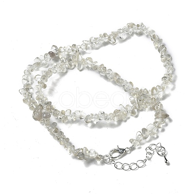 Natural Lemon Quartz Chip Beaded Necklaces for Men Women NJEW-G159-01C-1