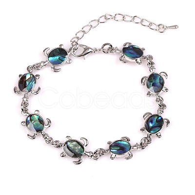 Sea Turtle Natural Abalone Shell/Paua Shell Link Bracelets for Women FS5984-10-1