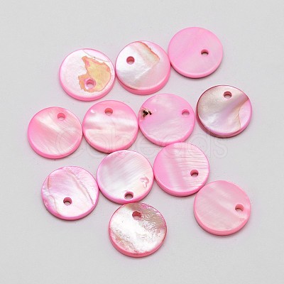 Dyed Shell Flat Round Pendants SHEL-P003-13B-1