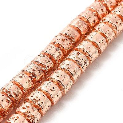 Electroplated Natural Lava Rock Beads Strands G-G984-12RG-1