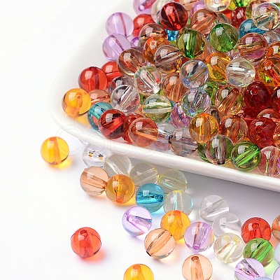 Mixed Round Transparent Acrylic Beads X-PL572Y-1