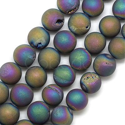 Electroplated Natural Druzy Geode Agate Beads Strands G-S238-18mm-03-1