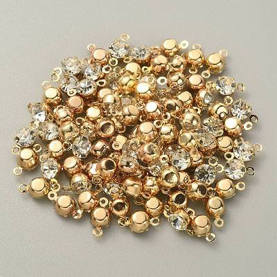 Brass Clear Cubic Zirconia Connector Charms RB-WH0005-002C-KCG-1