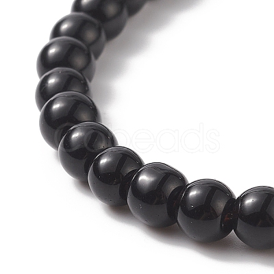 Glass & Natural Lava Rock & Synthetic Hematite Stretch Bracelet Sets BJEW-JB09204-1