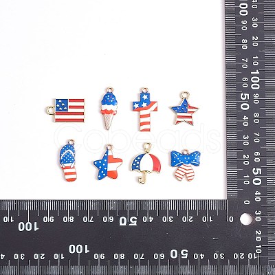 40Pcs 8 Style Independence Day Rack Plating Alloy Enamel Pendants FIND-SZ0003-05-1