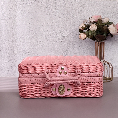 Plastic Imitation Rattan Storage Box PW-WG73543-12-1