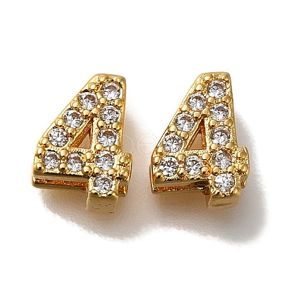 Rack Plating Number Brass Micro Pave Clear Cubic Zirconia Silde Charms KK-A231-13E-1