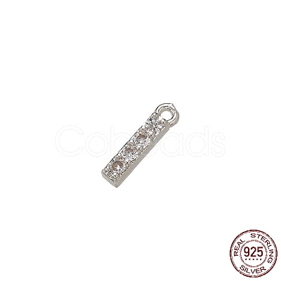 Real Platinum Plated Rhodium Plated 925 Sterling Silver Micro Pave Clear Cubic Zirconia Charms STER-P054-10P-I-1