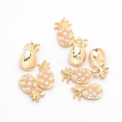 (Clearance Sale)Alloy Cabochons with ABS Plastic Imitation Pearl Beads MRMJ-WH0067-35LG-1