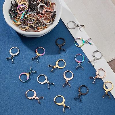 Nbeads 45Pcs 5 Colors 304 Stainless Steel Leverback Earring Finding STAS-NB0001-74-1