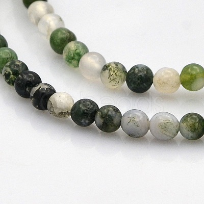 Natural Moss Agate Round Bead Strands G-N0120-30-4mm-1