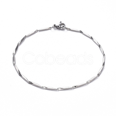 Tarnish Resistant Unisex 201 Stainless Steel Bar Link Chain Bracelets BJEW-L637-35A-P-1