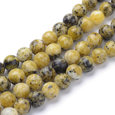 Natural Yellow Turquoise(Jasper) Beads Strands X-G-R345-8mm-44-1