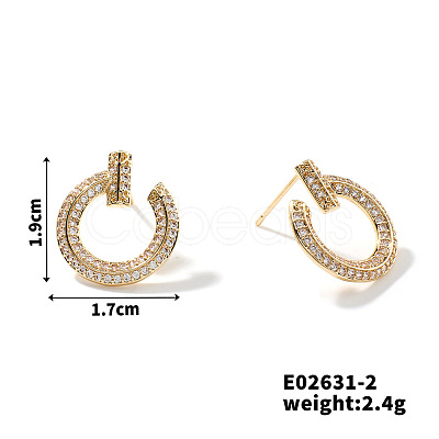 Fashionable Copper & Zircon Stud Earrings for Women JL0244-2-1