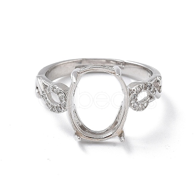 Rhodium Plated 925 Sterling Silver Cubic Zirconia Adjustable Ring Components STER-C011-15P-1