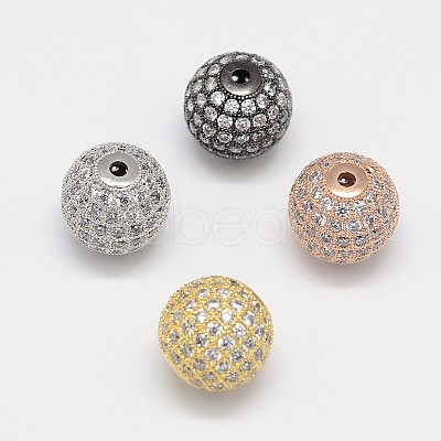 CZ Brass Micro Pave Cubic Zirconia Round Beads ZIRC-L017-05-1