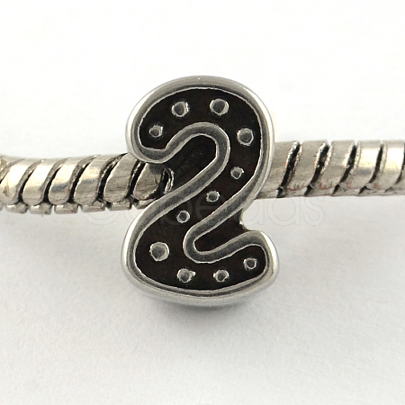 Vintage Number 316 Stainless Steel European Bead STAS-R082-AA411-1