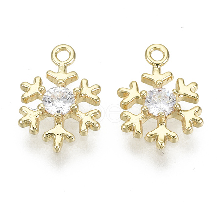 Brass Micro Pave Clear Cubic Zirconia Charms KK-S348-527-NF-1