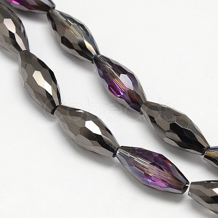 Electroplate Crystal Glass Rice Beads Strands EGLA-F044-C02-1