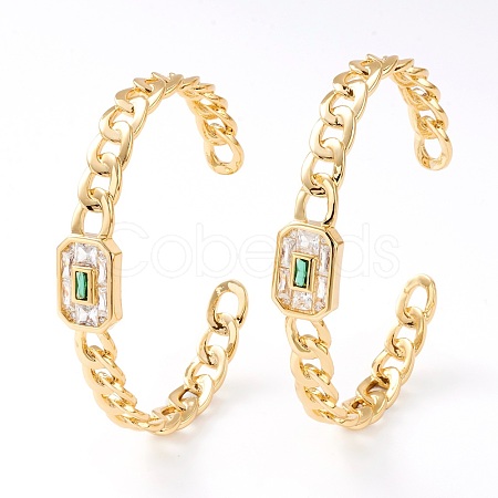 Brass Micro Pave Cubic Zirconia Cuff Bangles BJEW-Z001-01A-1