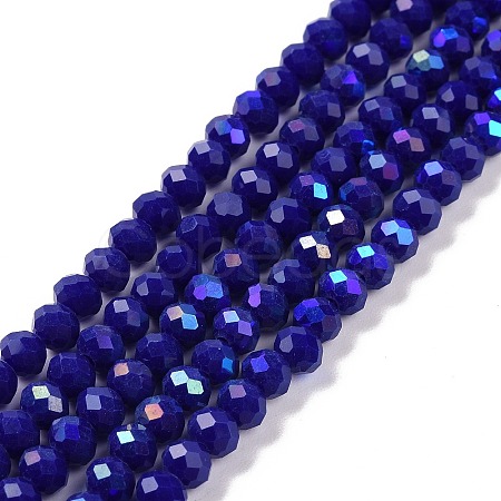 Electroplate Opaque Solid Color Glass Beads Strands EGLA-A034-P6mm-L12-1