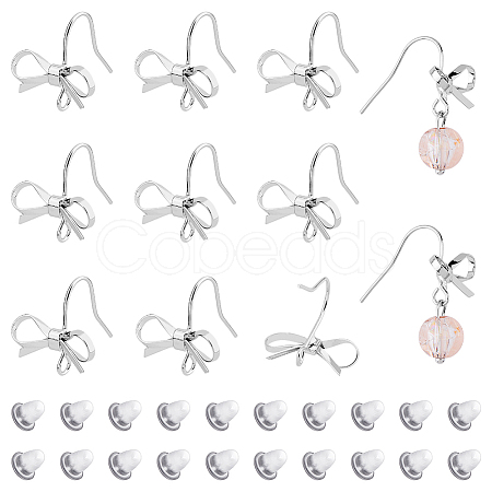 SUPERFINDINGS 24Pcs Bowknot Shape Brass Earring Hooks KK-FH0007-22-1