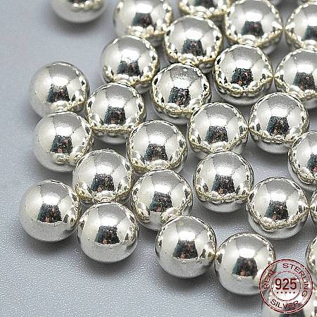 925 Sterling Silver Beads STER-T002-232S-4mm-1