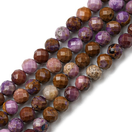 Natural Lepidolite/Purple Mica Stone Beads Strands G-C052-03-1