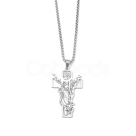 201 Stainless Steel Pendant Necklaces for Man NJEW-Q336-03D-P-1