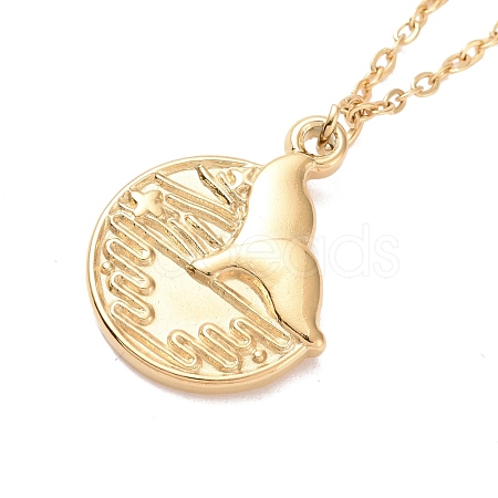 Ion Plating(IP) 304 Stainless Steel Whale Tail Pendant Necklace for Women NJEW-F294-06G-1