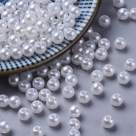 White Chunky Imitation Loose Acrylic Round Spacer Pearl Beads for Kids Jewelry X-PACR-5D-1-1