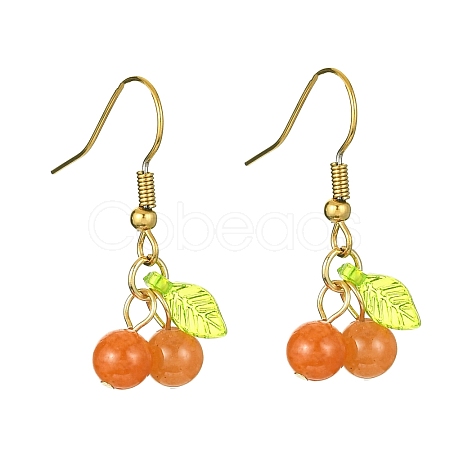 Natural Red Aventurine Cherry Dangle Earrings EJEW-JE05519-02-1
