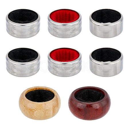 SUPERFINDINGS 4 Style Wood & Stainless Steel Red Wine Ring FIND-FH0007-12-1