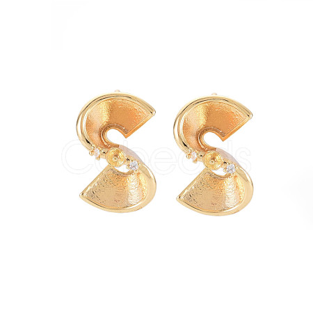 Brass Micro Pave Clear Cubic Zirconia Stud Earring Findings KK-S364-054-1