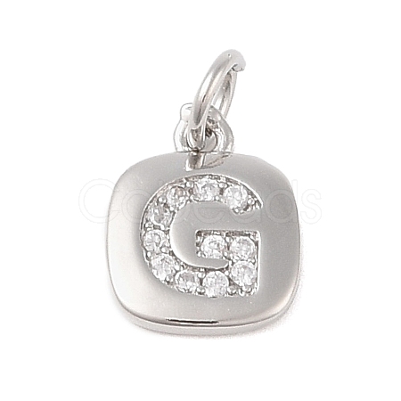 Rack Plating Brass Micro Pave CLear Cubic Zirconia Charms KK-E110-14P-G-1