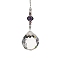 Glass Round Dowsing Pendulums, with Iron & Alloy Findings, Platinum, Purple, 375mm