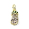 Brass Micro Pave Cubic Zirconia Pendants, with Jump Ring, Real 18K Gold Plated, Eggplant, 13x5.5x3mm, Hole: 3mm