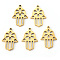 Religion Theme, PVD Vacuum Plating 201 Stainless Steel Pendants, Laser Cut, Hamsa Hand/Hand of Fatima/Hand of Miriam, Real 18K Gold Plated, 18x12x1.5mm, Hole: 1.2mm