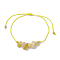 Natural Citrine Braided Bead Bracelets, with Brass Beads, Chip, Inner Diameter: 2-7/8 inch(7.3cm), 1pc/style