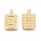 Brass Pendants, with Jump Rings, Cadmium Free & Nickel Free & Lead Free, Rectangle with Letter, Real 18K Gold Plated, Letter.D, 22.5x16x2mm, Jump Ring: 5x1mm, 3mm inner diameter