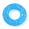 Handmade Lampwork Linking Rings, Textured Round Ring, Deep Sky Blue, 25x5.5mm, Inner Diameter: 11.5mm