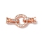 Rack Plating Round Ring Brass Micro Pave Cubic Zirconia Fold Over Clasps, Long-Lasting Plated, Lead Free & Cadmium Free, Rose Gold, 31mm