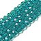 Transparent Glass Beads, Faceted(32 Facets), Round, Dark Turquoise, 8mm, Hole: 1mm, about 65~67pcs/strand, 49~50cm