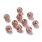 Brass Cubic Zirconia Beads, Round, Rose Gold, 8x8mm, Hole: 1.5mm