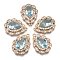 Brass Micro Pave Cubic Zirconia Pendants, with Faceted Glass, Long-Lasting Plated, Light Gold, Teardrop, Light Cyan, 23x17x7mm, Hole: 1.4mm